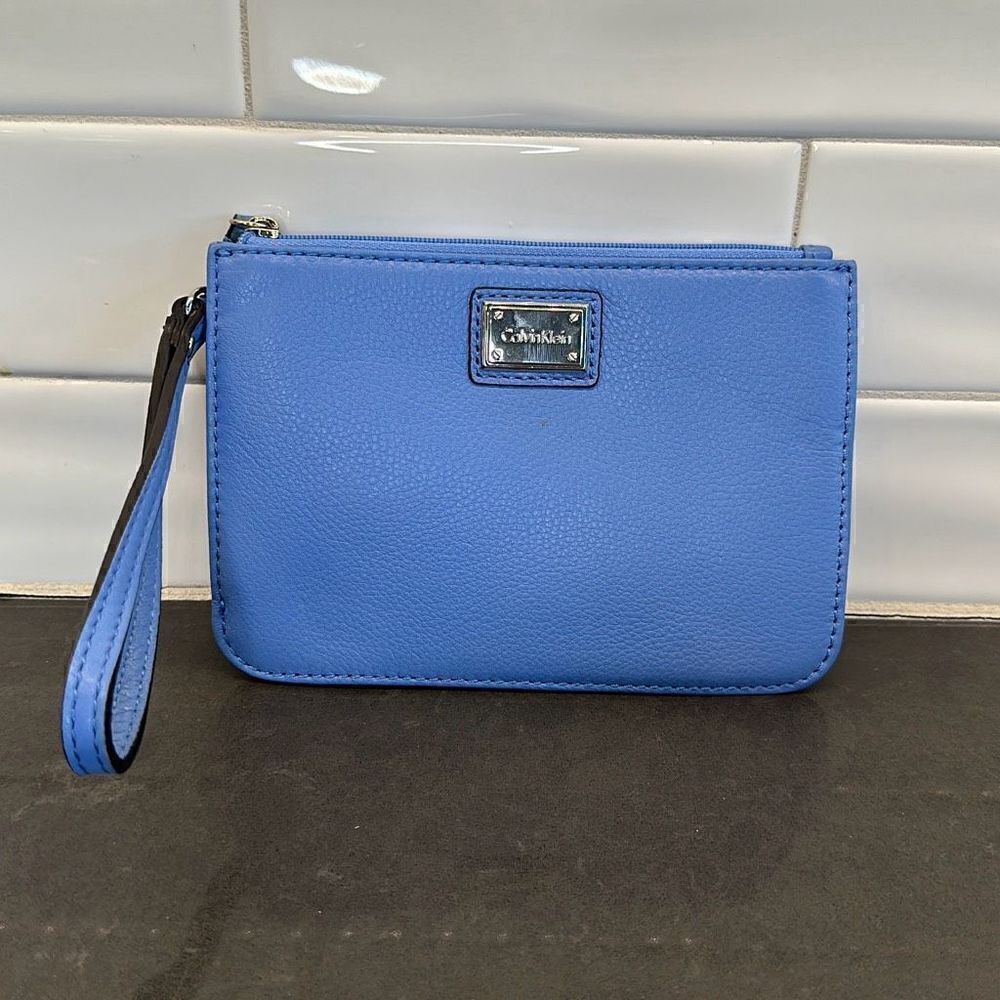 Calvin Klein Blue Leather Wristlet-NWOT